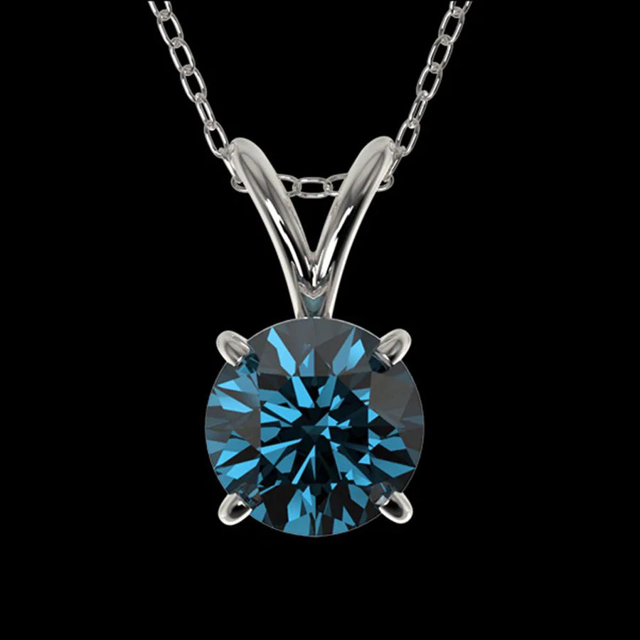 0.75 Ct Blue Diamond Pendant – 10K Gold – 10.25 x 5.78mm