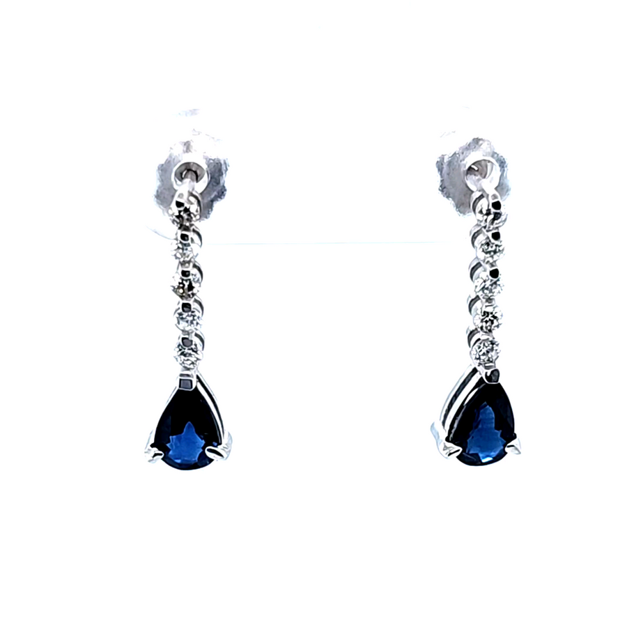 1.00 Ct Sapphire & Diamond Earrings in 14k White Gold