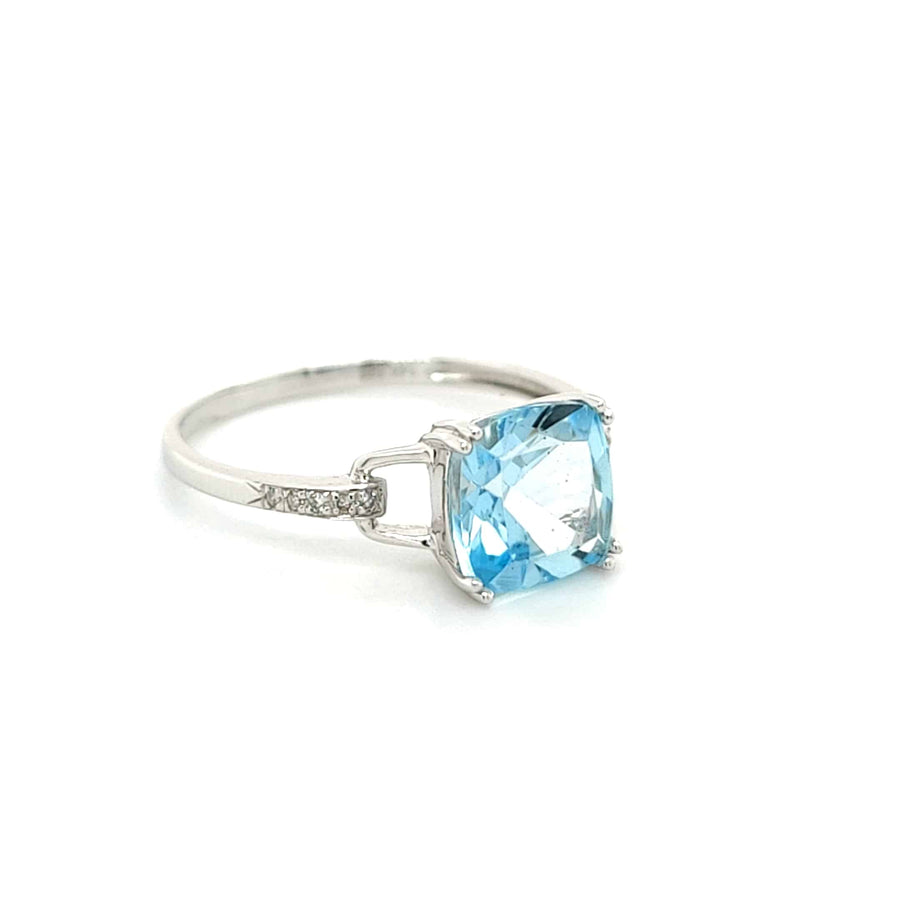 Sky Blue Topaz & Diamond Ring 