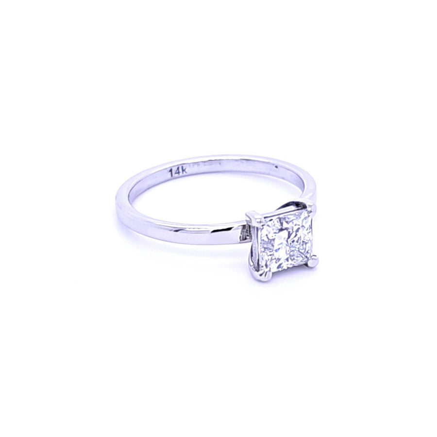 Princess Diamond solitaire engagement ring 14K White gold 1.06Ct