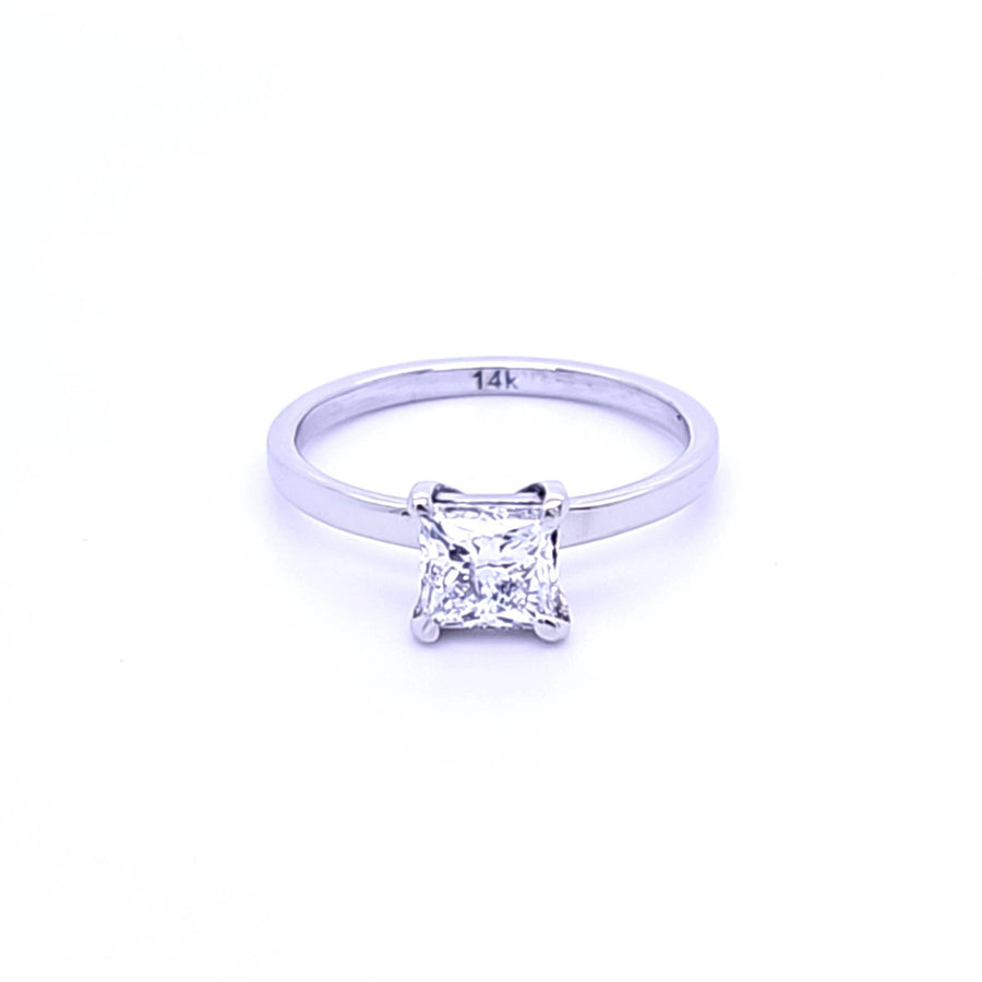 Princess Diamond solitaire engagement ring 14K White gold 1.06Ct