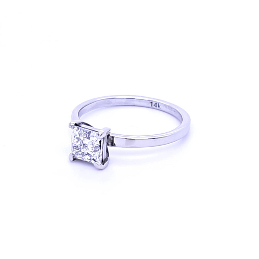 Princess Diamond solitaire engagement ring 14K White gold 1.06Ct