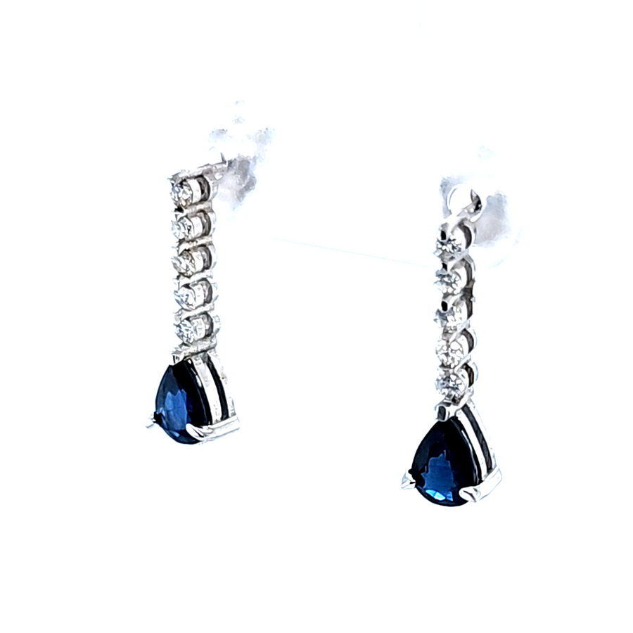 1.00 Ct Sapphire & Diamond Earrings in 14k White Gold