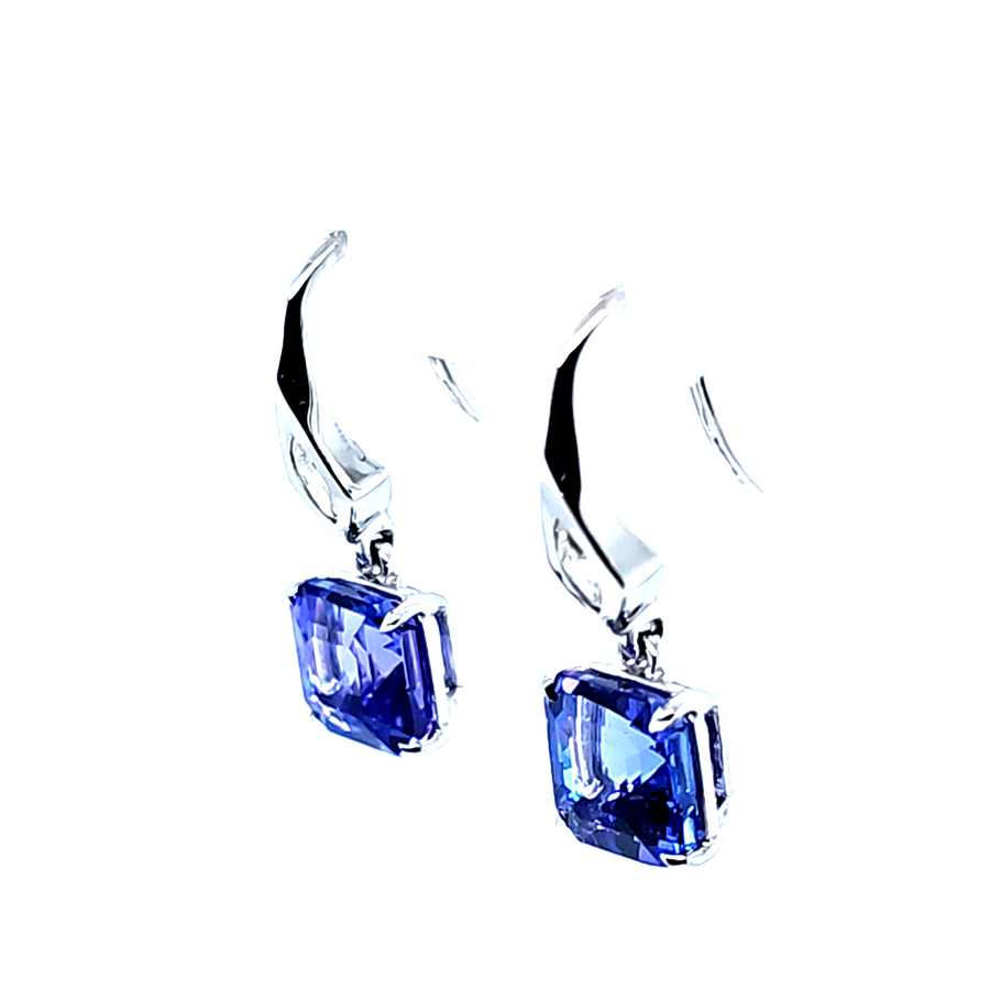 4.20 Ct Tanzanite & Diamond Earrings in 9 White Gold