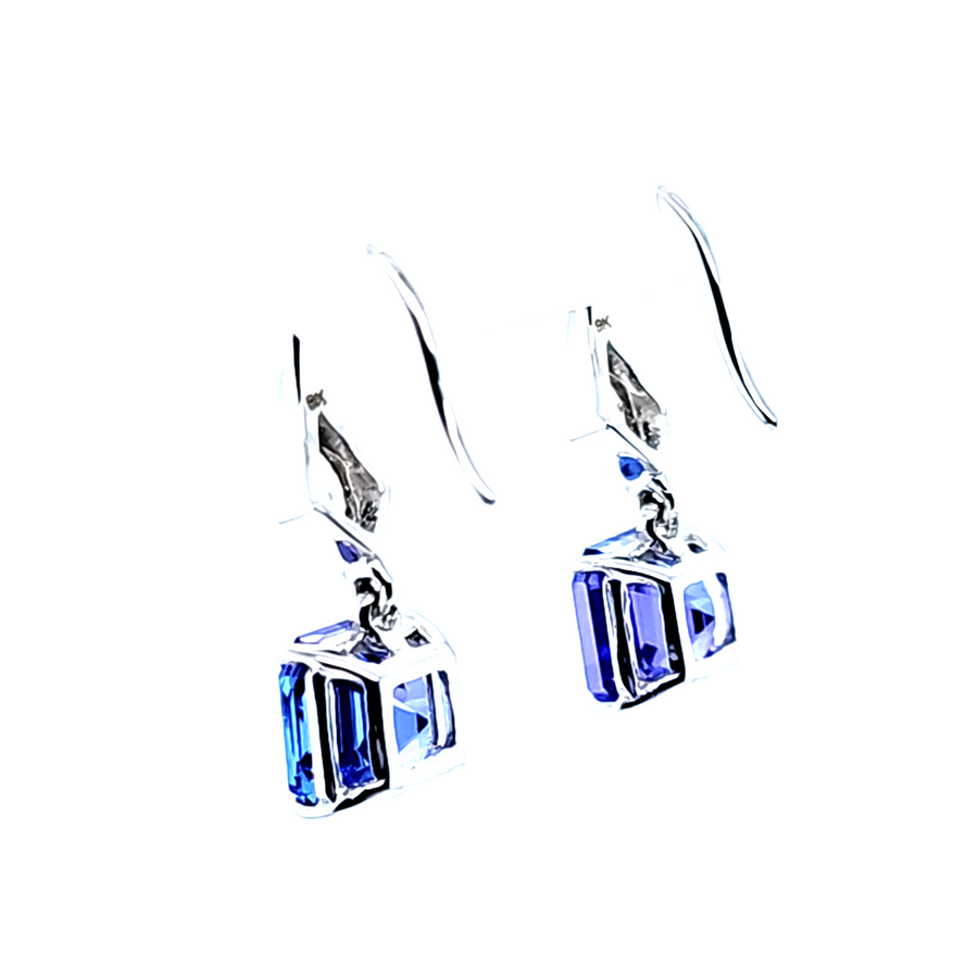 4.20 Ct Tanzanite & Diamond Earrings in 9 White Gold