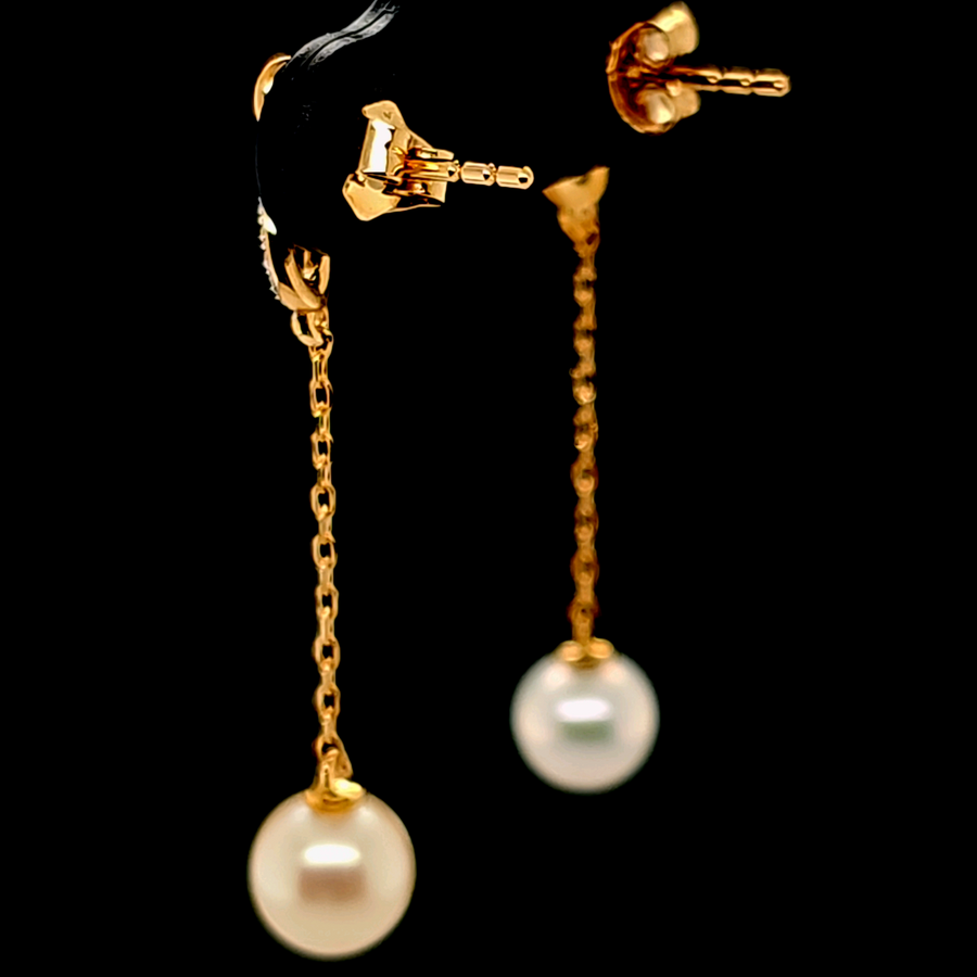 3.43 Ct Pearl & Diamond Earrings in 9K Yellow Gold