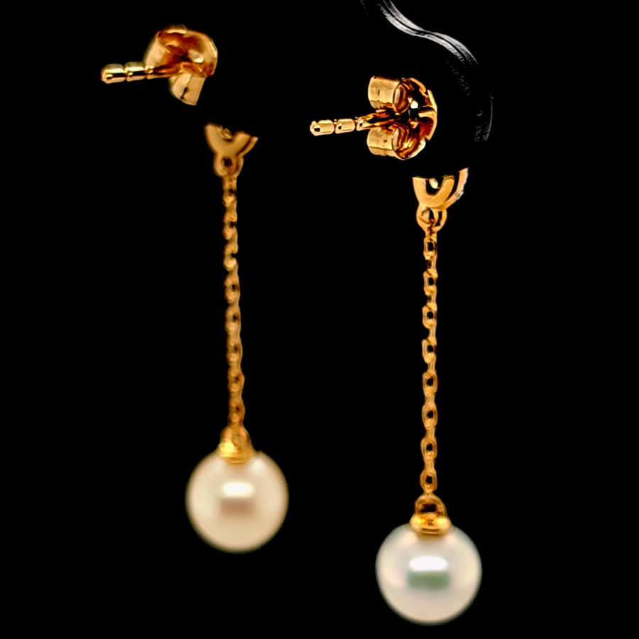 3.43 Ct Pearl & Diamond Earrings in 9K Yellow Gold