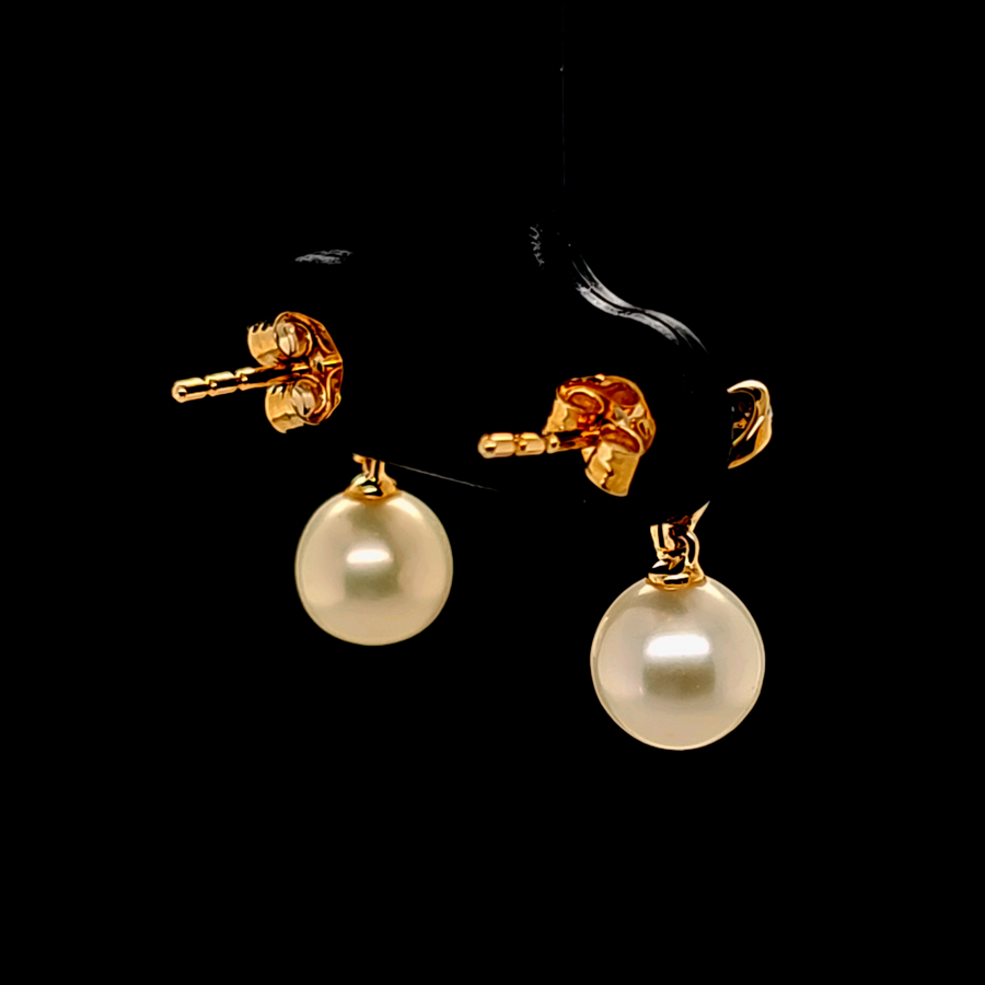 4.37 Ct Pearl & Diamond Earrings in 9K Yellow Gold