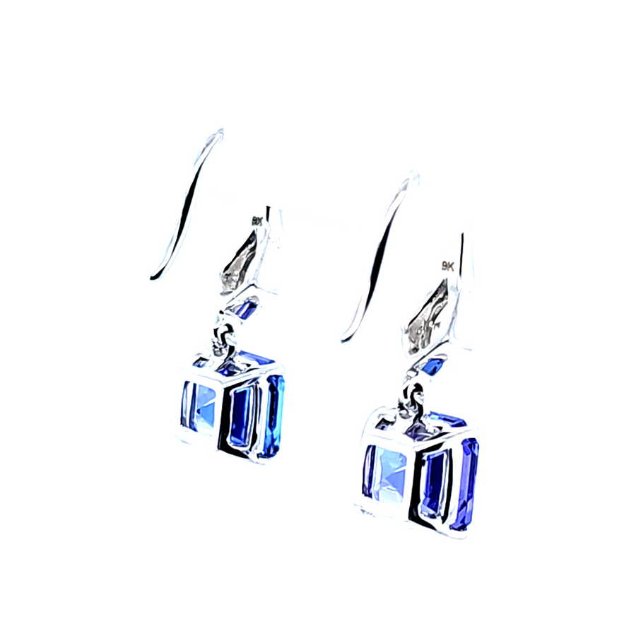 4.20 Ct Tanzanite & Diamond Earrings in 9 White Gold