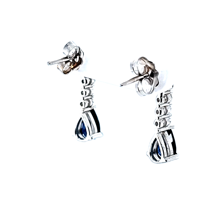 1.00 Ct Sapphire & Diamond Earrings in 14k White Gold