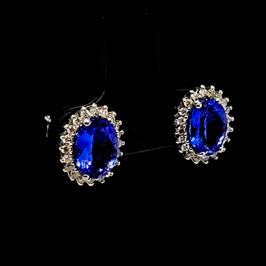 2.49 Ct Tanzanite & Diamond Earrings in 14K White Gold