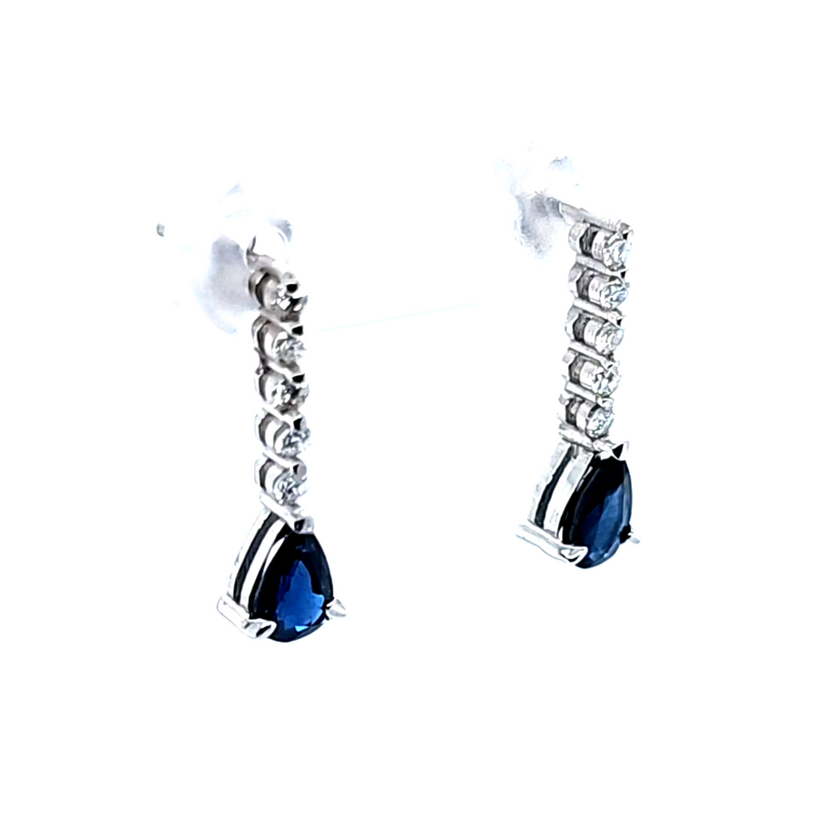 1.00 Ct Sapphire & Diamond Earrings in 14k White Gold