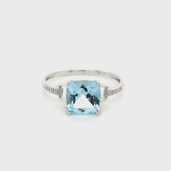 Sky Blue Topaz & Diamond Ring 