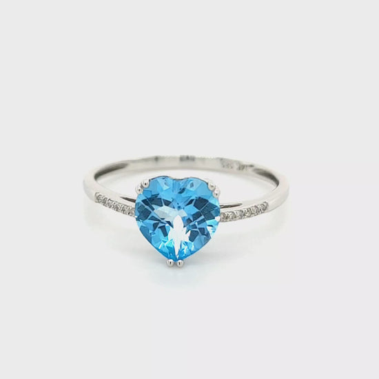 Swiss Blue Topaz & Diamond Ring 