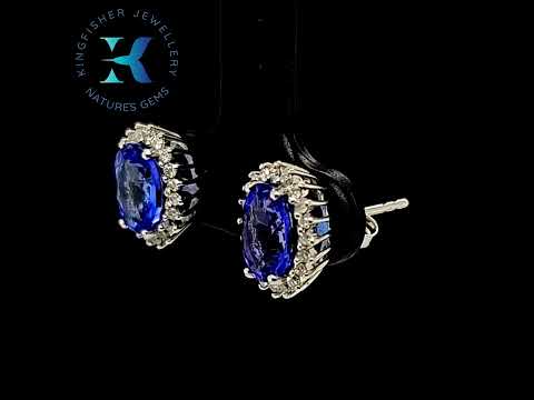 2.49 Ct Tanzanite & Diamond Earrings in 14K White Gold