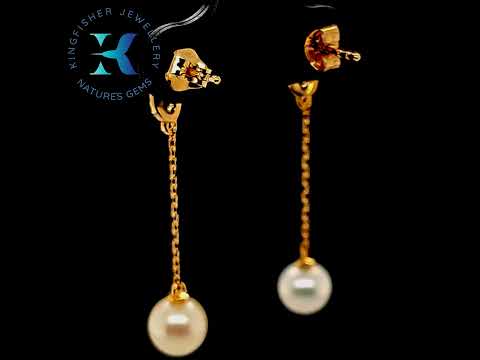 3.43 Ct Pearl & Diamond Earrings in 9K Yellow Gold