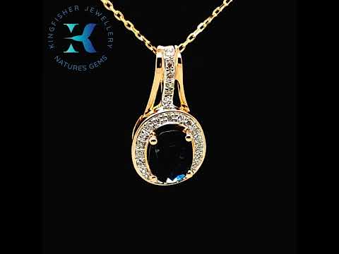 1.14 Ct Sapphire & Diamond Pendant – 14K Gold – 17.71 x 8.54mm