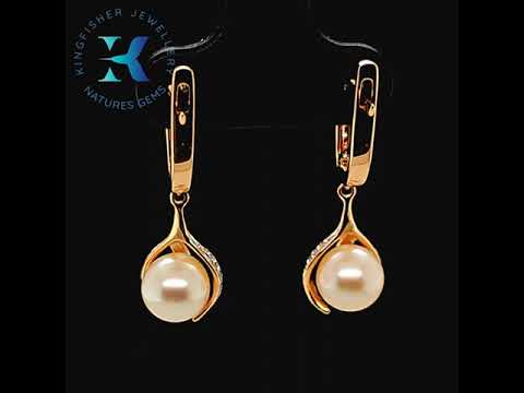 5.19 Ct Pearl & Diamond Earrings in 14K Rose Gold