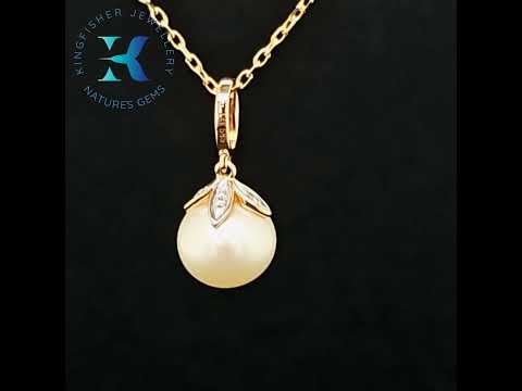 Freshwater Pearl & Diamond Pendant – 14k Rose Gold – 8mm