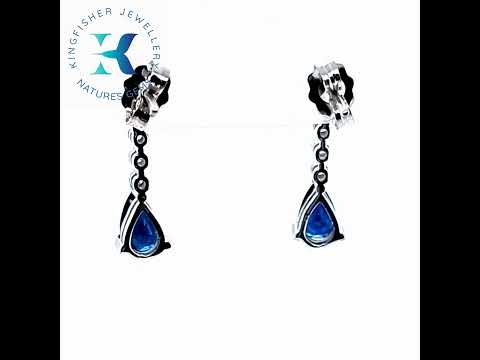 1.00 Ct Sapphire & Diamond Earrings in 14k White Gold