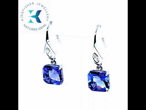 4.20 Ct Tanzanite & Diamond Earrings in 9 White Gold