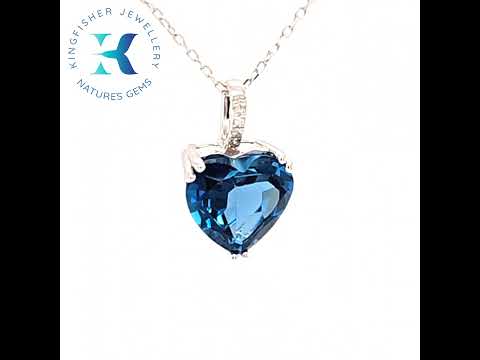 London Blue Topaz & Diamond Pendant 2.09 Ctw - 14K White gold – 13.26mm