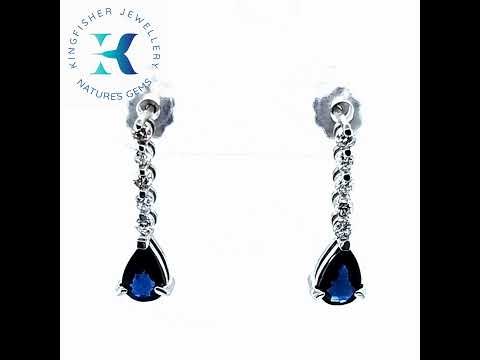 1.00 Ct Sapphire & Diamond Earrings in 14k White Gold