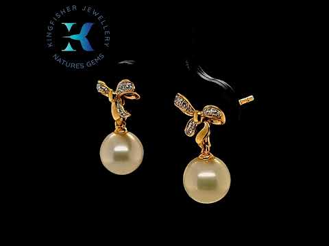 4.37 Ct Pearl & Diamond Earrings in 9K Yellow Gold