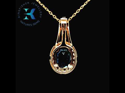 1.14 Ct Sapphire & Diamond Pendant – 14K Gold – 17.71 x 8.54mm