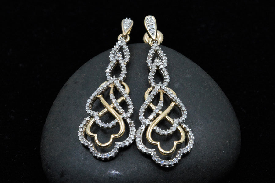 Diamond interwoven earrings in 10K yellow gold
