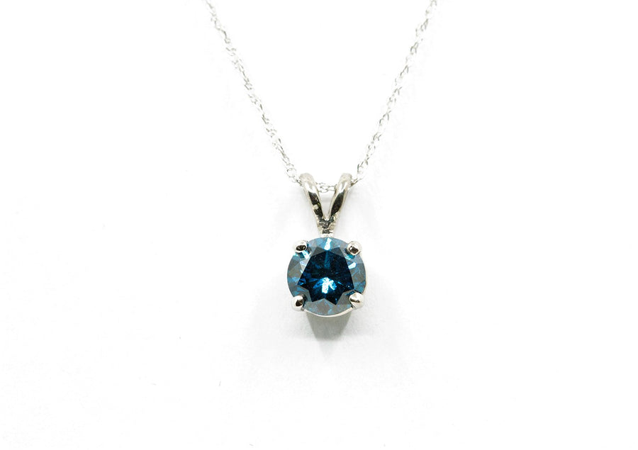 Blue Diamond necklace in 10k in white gold