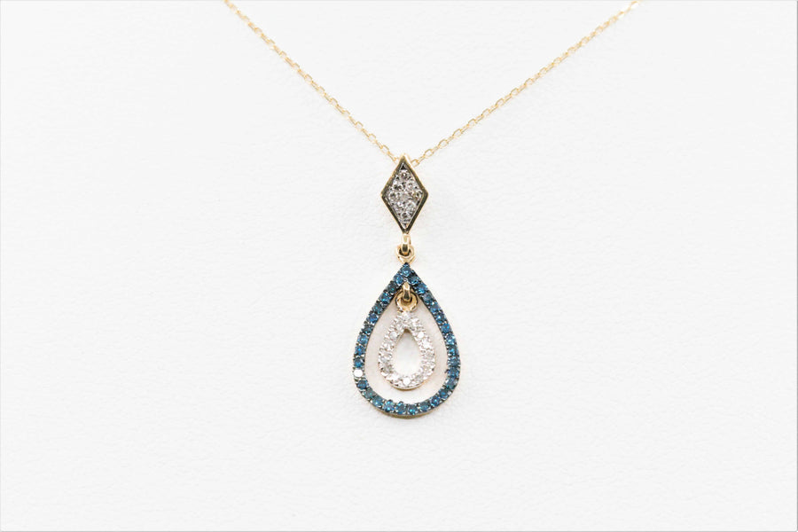 Diamond teardrop gold pendant 