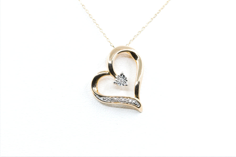 Diamond Heart Pendant in 10k Yellow Gold