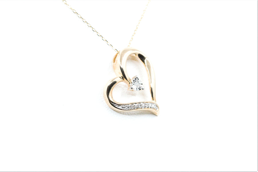 Diamond Heart Pendant in 10k Yellow Gold