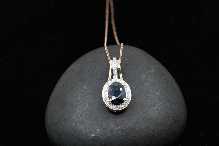Sapphire and Diamond gold pendant