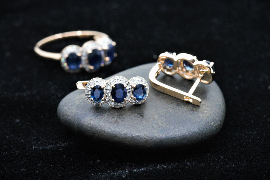 2.05 Ctw Sapphire & Diamond Earrings in 14K Rose Gold