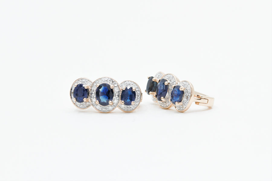2.05 Ctw Sapphire & Diamond Earrings in 14K Rose Gold