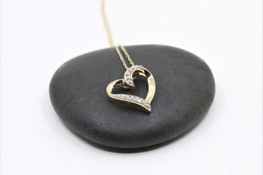 Diamond Heart Pendant in 10k Yellow Gold