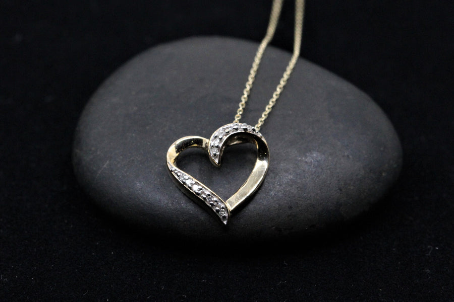 Diamond Heart Pendant in 10k Yellow Gold