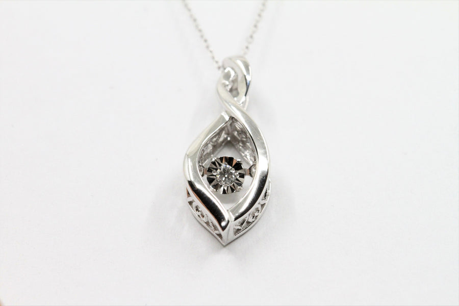 Diamond Moving Twinkle Infinity Pendant in 10k White Gold