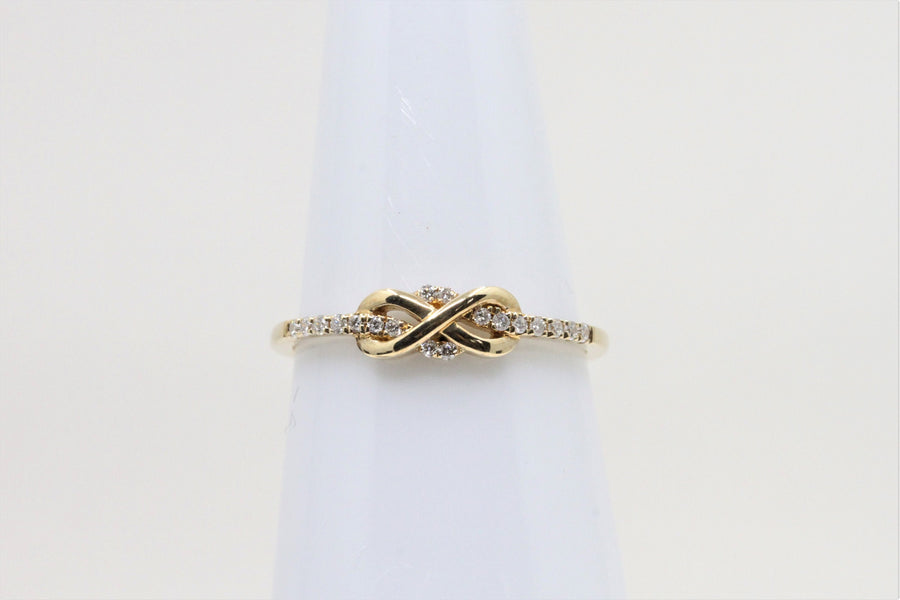 Diamond Infinity Knot Ring in 10K Yellow Gold