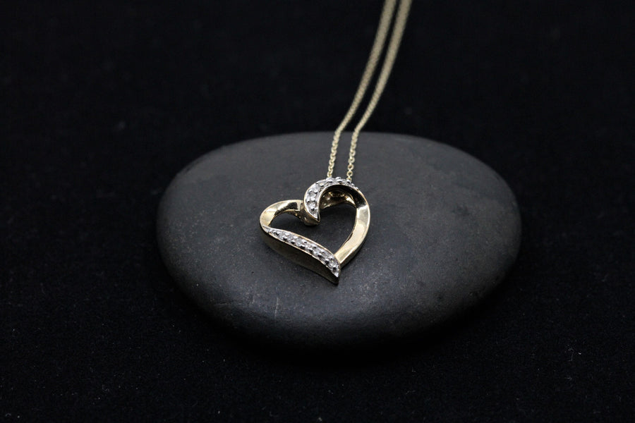 Diamond Heart Pendant in 10k Yellow Gold